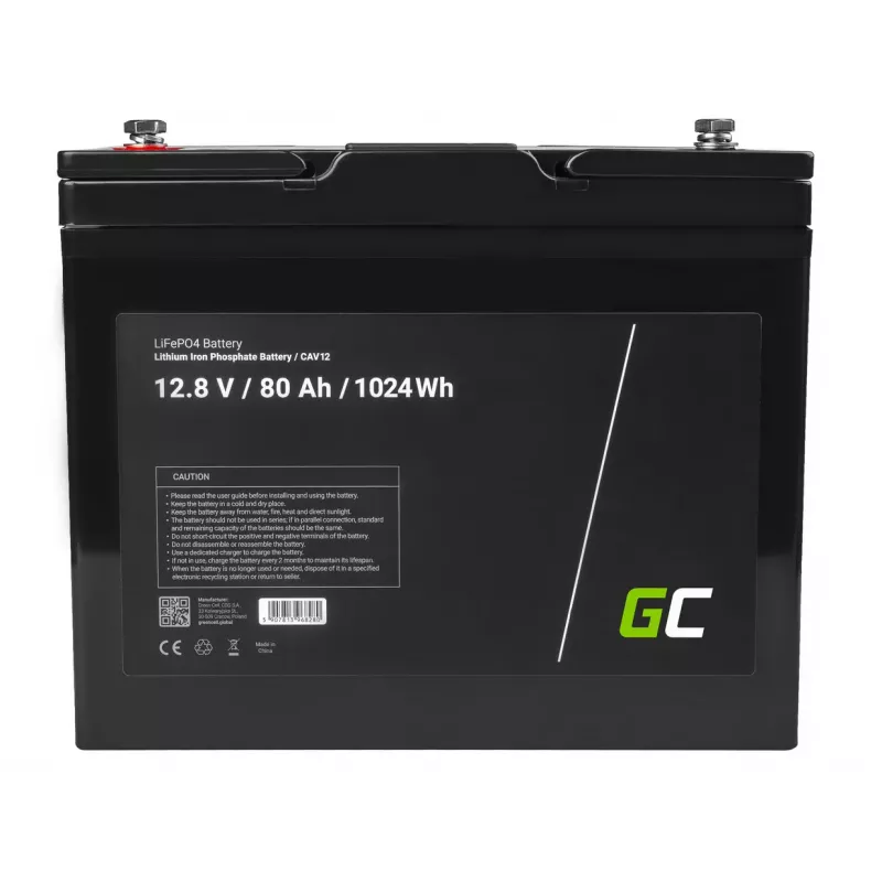 Greencell LiFePO4 akumuliatorius fotovoltinėms sistemoms, kemperiams ir valtims 12V 12.8V 80Ah