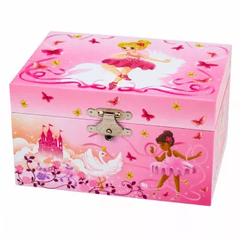 LEAN TOYS Muzikinė dėžutė su veidrodėliu vaikams, rožinė
