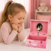 LEAN TOYS Muzikinė dėžutė su veidrodėliu vaikams, rožinė