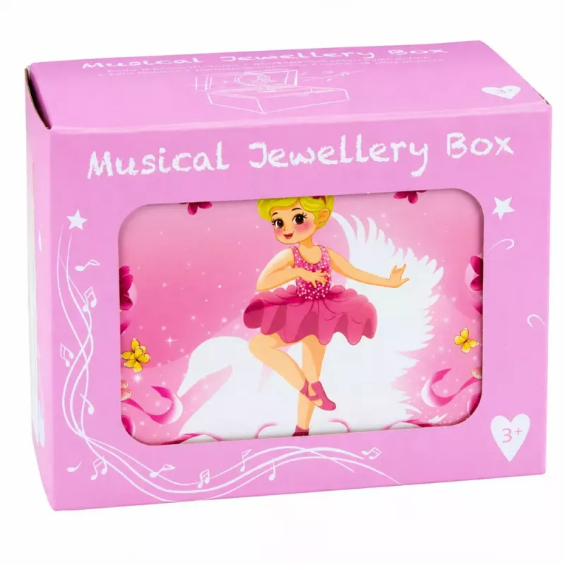 LEAN TOYS Muzikinė dėžutė su veidrodėliu vaikams, rožinė