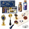LEAN TOYS vaško antspaudų rinkinys „Wax Seal Set“ – 6 dalių komplektas su žalvariniu antspaudu, lydymo šaukšteliu, vaško lazdelėmis ir žvakute