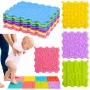 LEAN TOYS Sensorinis silikoninis dėlionės kilimėlis Sensorinis takas Spalvingas 25 cm 12 vnt.