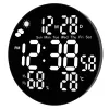 LEAN Digital LED Wall Clock Date Temperature Humidity Alarm Remote Control 25 cm