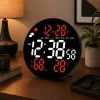 LEAN Digital LED Wall Clock Date Temperature Humidity Alarm Remote Control 25 cm