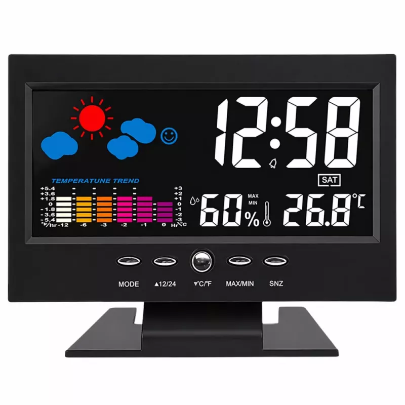LEAN Digital Clock with Indoor Thermometer and Hygrometer LED Weather Station
