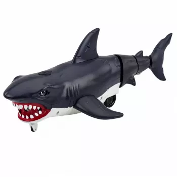 LEAN TOYS RC Shark Remote Controlled Rides, Moves Tail, Lights, Smoke Effect, Black