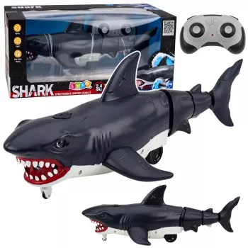 LEAN TOYS RC Shark Remote Controlled Rides, Moves Tail, Lights, Smoke Effect, Black