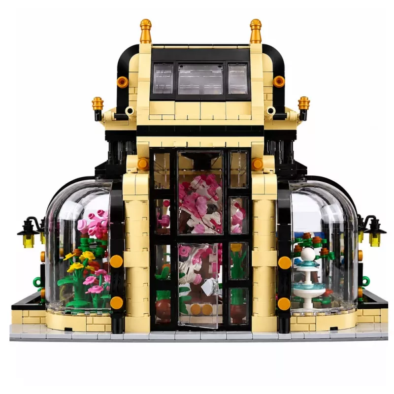 LEAN TOYS Statybiniai blokeliai Botaninis sodas Oranžerija su LED apšvietimu 2147 dalių