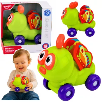 LEAN TOYS Interaktyvus bičių sensorinis automobilis vaikams, žalias