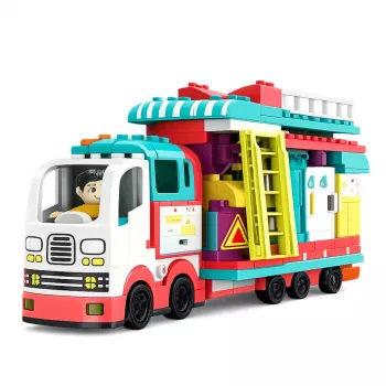 LEAN TOYS Sulankstomas kemperis Statybiniai blokeliai Figūrėlės Garsai Šviesos 98 vnt.