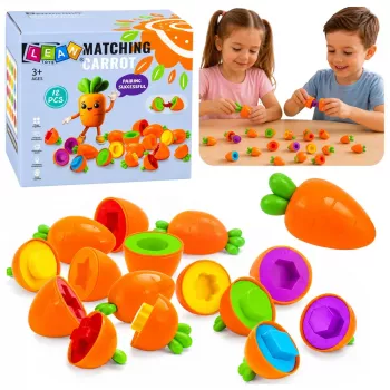 LEAN TOYS Educational Carrot Sorter Matching Shapes Colors 12 pcs.