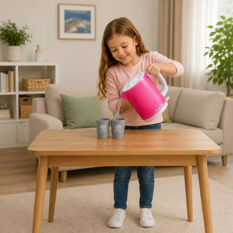 LEAN TOYS Vaikiškas virdulys su puodeliais, garsais ir šviesomis, rožinis