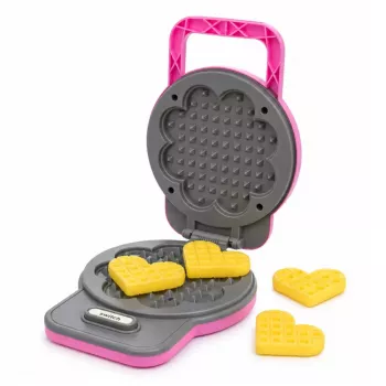 LEAN TOYS Waffle Maker for Kids - Waffles with Color Changing Lights and Sounds - Pink