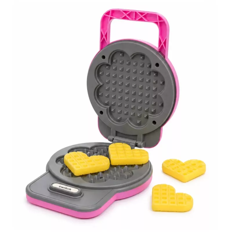LEAN TOYS Virtuvės rinkinys su vafliniu ir maišytuvu, keičiamais antgaliais, šviesomis ir garsais, rožinė