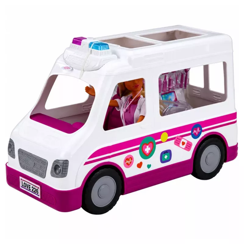 LEAN TOYS Anlily Lėlė Gydytoja Slaugytoja Greitosios Pagalbos Automobilis Medicinos Priedai