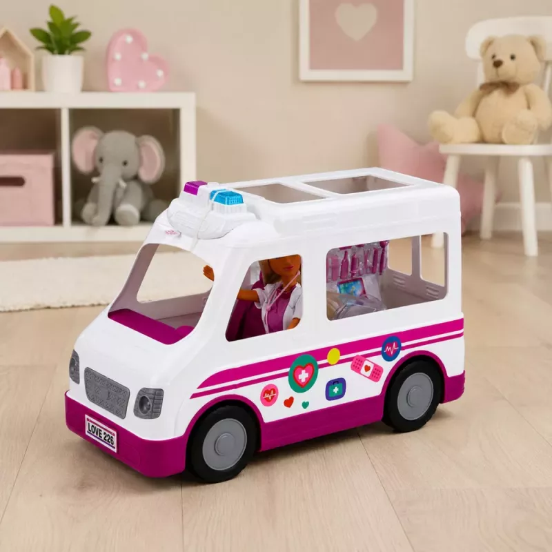 LEAN TOYS Anlily Lėlė Gydytoja Slaugytoja Greitosios Pagalbos Automobilis Medicinos Priedai
