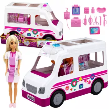 LEAN TOYS Anlily Lėlė Gydytoja Slaugytoja Greitosios Pagalbos Automobilis Medicinos Priedai