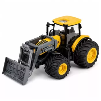 LEAN TOYS Ūkinis traktorius su buldozeriu Šviesos Garsai Geltonas 1:24