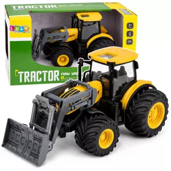 LEAN TOYS Ūkinis traktorius su buldozeriu Šviesos Garsai Geltonas 1:24