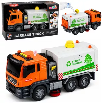 LEAN TOYS Gatvės šlavimo sunkvežimis su vandens purškimo sistema, šviesomis ir garsu