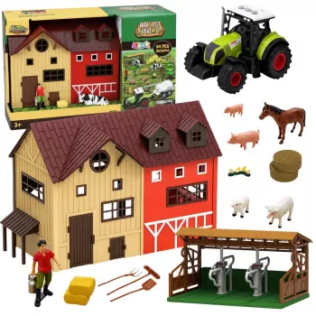 LEAN TOYS Farm Set With Tractor and Barn Animals Figures Accessories 44 pcs.