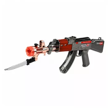 LEAN TOYS AK47 šautuvas su dūmų efektu, šviesomis ir garsais, veikiantis su baterijomis