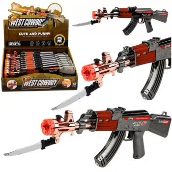 LEAN TOYS AK47 šautuvas su dūmų efektu, šviesomis ir garsais, veikiantis su baterijomis