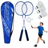 LEAN TOYS Badminton Set su 2 Raketėmis, 3 Volanėliais ir Nešiojimo Dėklu - Mėlyna