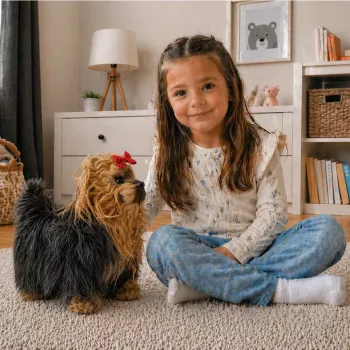 LEAN TOYS Interactive York Dog Moves Barks Brown-Black