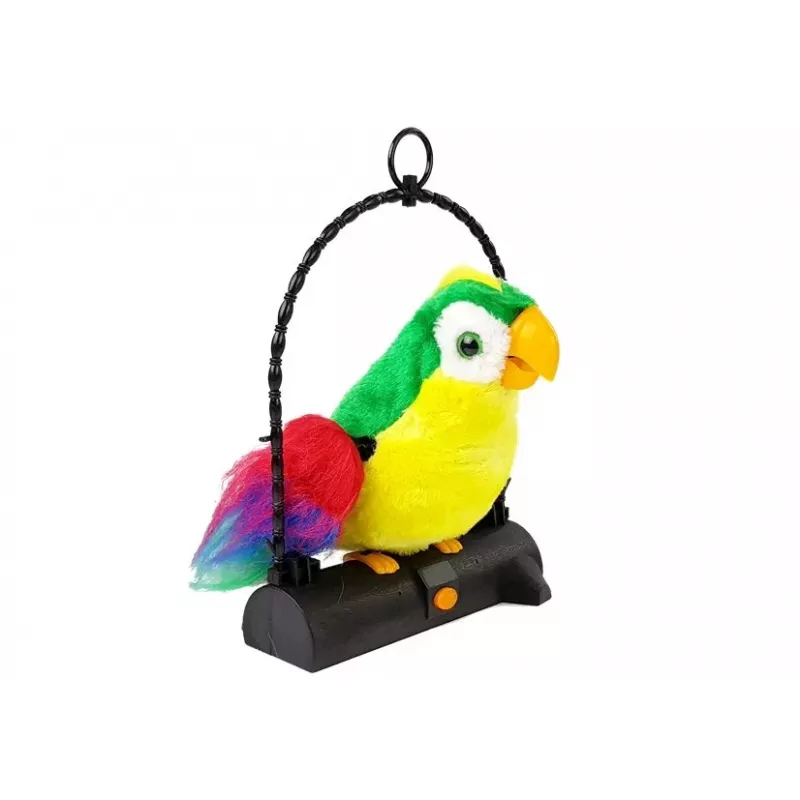 LEAN TOYS Parrot Chatterbox Bird Repeats Words Moves Wings LED Lights Green