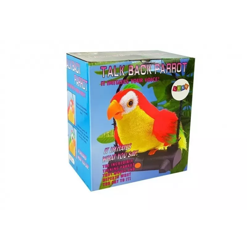 LEAN TOYS Parrot Chatterbox Bird Repeats Words Moves Wings LED Lights Green