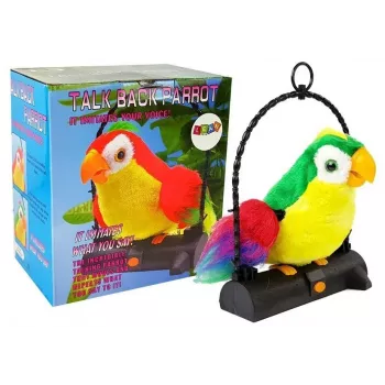 LEAN TOYS Parrot Chatterbox Bird Repeats Words Moves Wings LED Lights Green