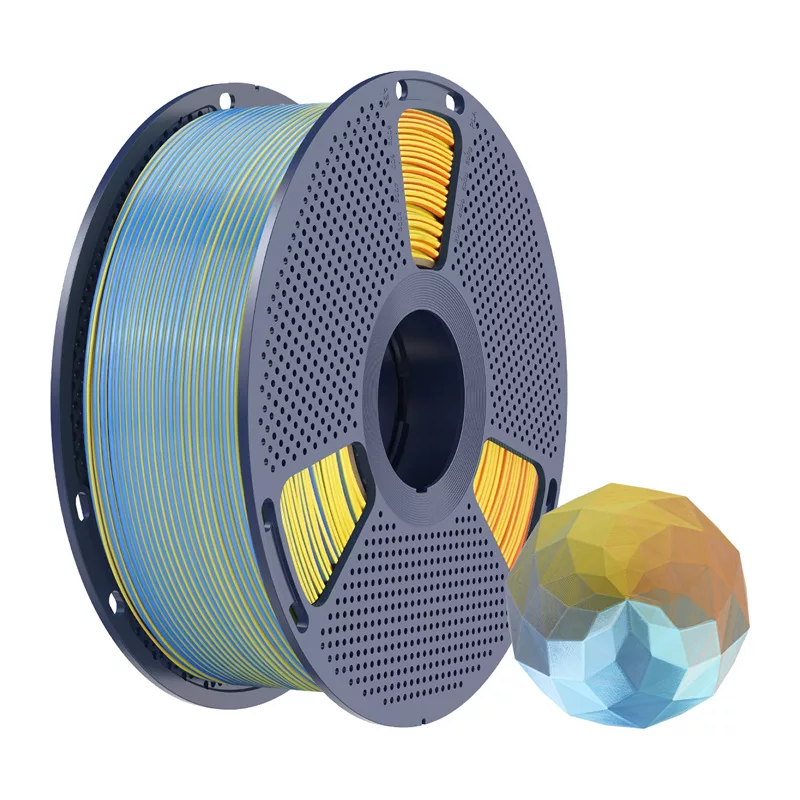 SUNLU PLA+ Silk Forth-Color Filament 1,75 mm mėlynai-violetinė-oranžinė-geltona gradiento spalva 1 kg