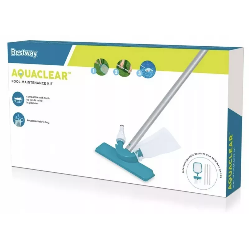 Bestway Flowclear Baseino valymo rinkinys 58013 - Siurbimo galvutė, kaušinis tinklas, šepetys, aliumininis strypas