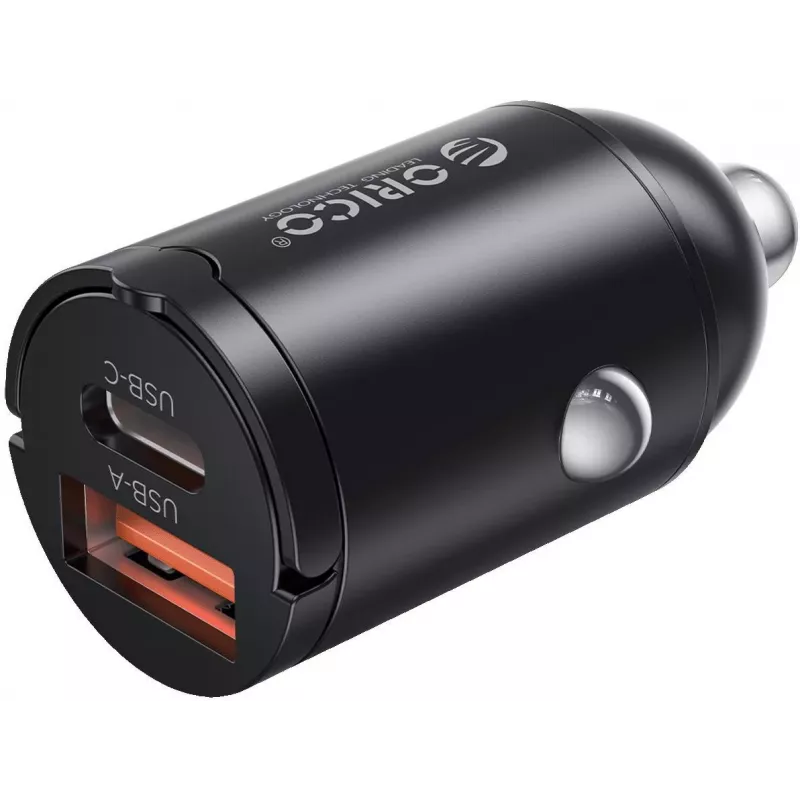 ORICO 60W Dual Port Car Charger with USB-C 30W PD & USB-A 30W QC 3.0 - Black