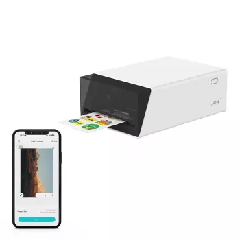Liene Pix Cut 2-in-1 nešiojamas nuotraukų spausdintuvas - ZINK technologija, Bluetooth 5.0, įmontuotas pjaustytuvas, lipdukų spaudiniai
