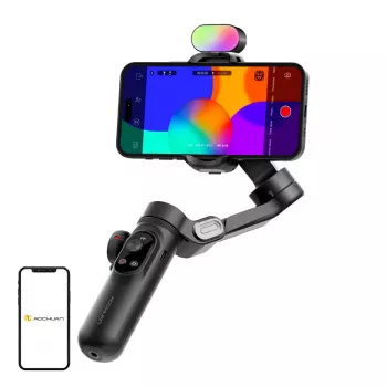 AOCHUAN X Pro 3 ašių išmaniojo telefono gimbal su RGB apšvietimu (Juodas)