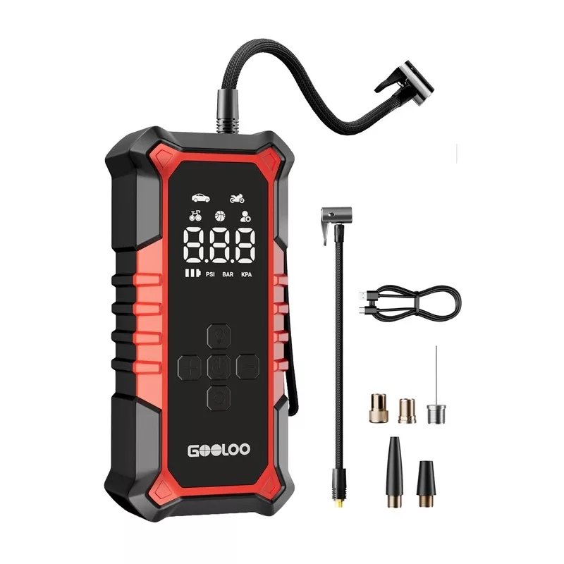 GOOLOO A6 Gear Air Compressor - Digital Tire Inflator su 150 PSI, 6000mAh baterija, LED žibintuvėliu ir USB-C įkrovimu