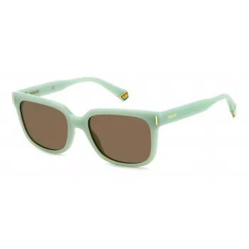 POLAROID PLD6191S1ED Unisex stačiakampiai akiniai nuo saulės - juodas rėmelis, pilki poliarizuoti lęšiai 54mm
