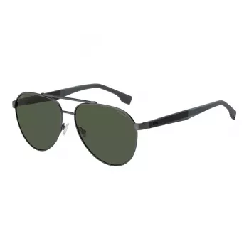 BOSS Saulės akiniai BOSS1485SMFK Vyriški stačiakampiai acetatiniai rėmeliai UV400 pilki lęšiai 60/15/145 mm