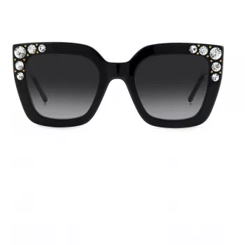 CAROLINA HERRERA HER0130S807 Moteriški drugelio formos akiniai nuo saulės, blizgūs juodi pilki 52mm