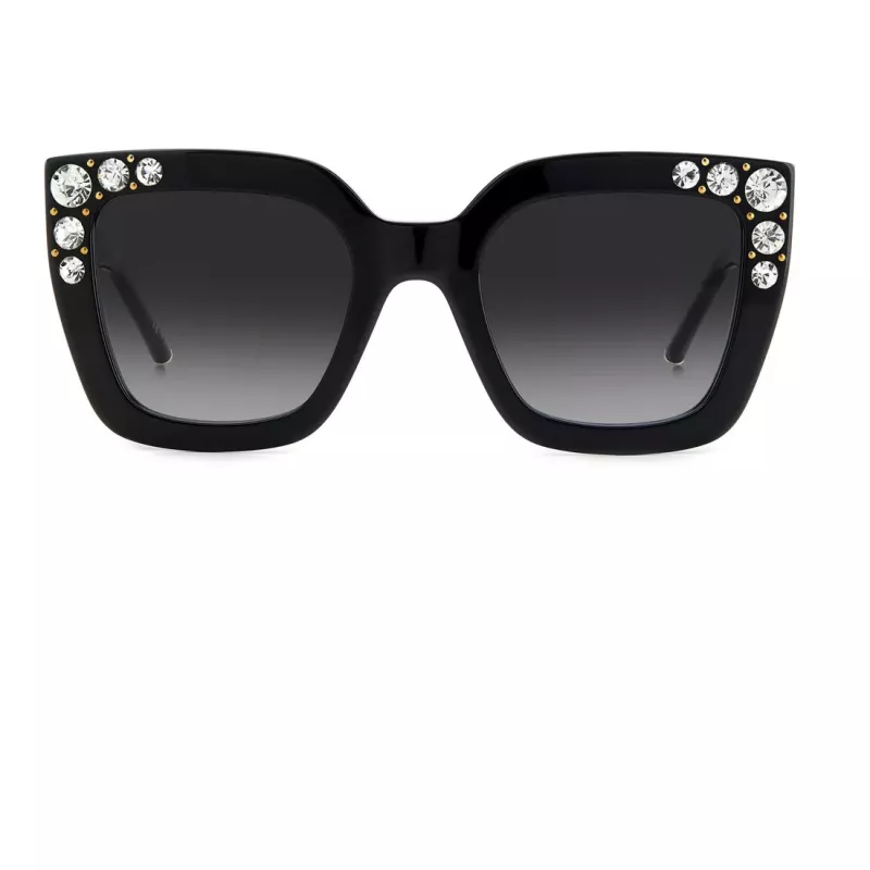 CAROLINA HERRERA HER0130S807 Moteriški drugelio formos akiniai nuo saulės, blizgūs juodi pilki 52mm