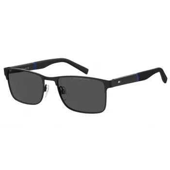 TOMMY HILFIGER TH-2040-S-807 Vyriški stačiakampiai akiniai nuo saulės juodi/pilki 56/19/145 mm