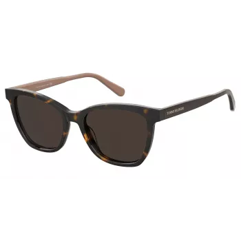 TOMMY HILFIGER Moteriški Akiniai Nuo Saulės TH-1981-S-086 Havana Acetato Kvadratinis Rėmas Rudi Lęšiai 54/17/140 mm