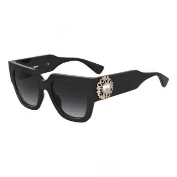 MOSCHINO Moteriški Akiniai Nuo Saulės MOS153-S-807 Juodi Pilki Stačiakampiai 52mm
