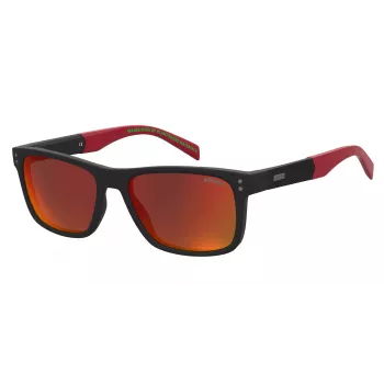 LEVI'S LV-5059-S-BLX Vyrų stačiakampiai akiniai nuo saulės - juodas acetatinis rėmelis su pilkais polikarbonato lęšiais - 55/17/145 mm