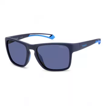Polaroid Sport PLD7052SFLL Vyriški stačiakampiai poliarizuoti akiniai nuo saulės – juodi/pilki 56mm
