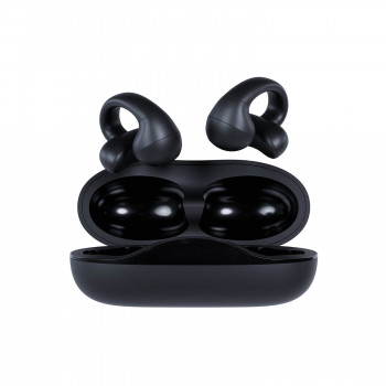 Happy Plugs Clip belaidės ausinės su atviru dizainu ir užsegimu (Juodos)