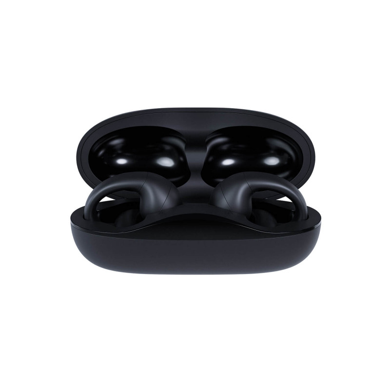 Happy Plugs Clip belaidės ausinės su atviru dizainu ir užsegimu (Juodos)