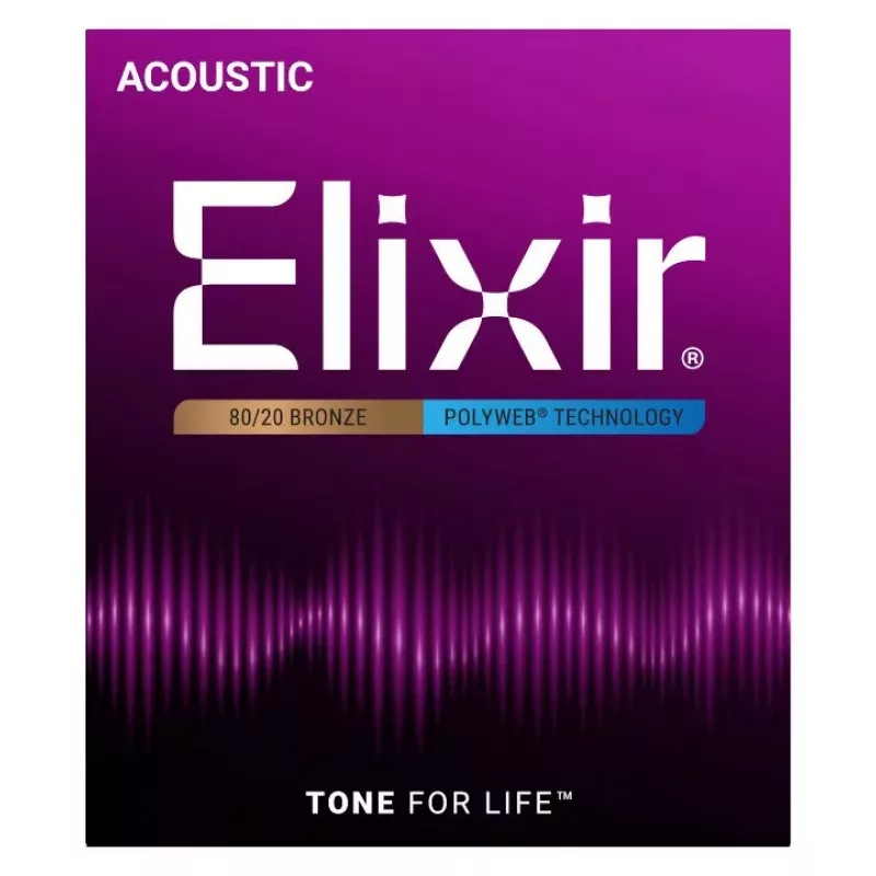 Elixir 11100 Medium (13-56) PW akustinės gitaros stygos – POLYWEB danga